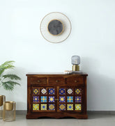 Moroccan Mosaic Handmade Mango Wood Sideboard In Provincial Teak Finish